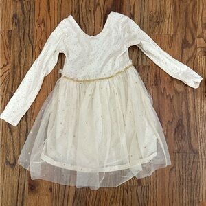 Hanna Andersson Ivory and Gold Dance Dress
